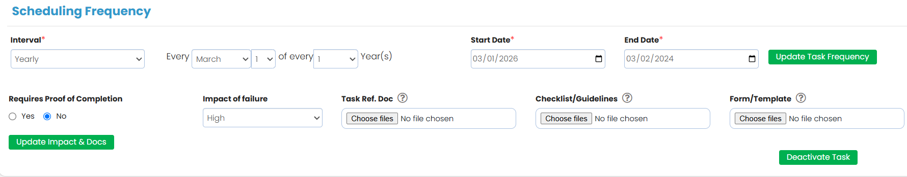 Task scheduling configuration