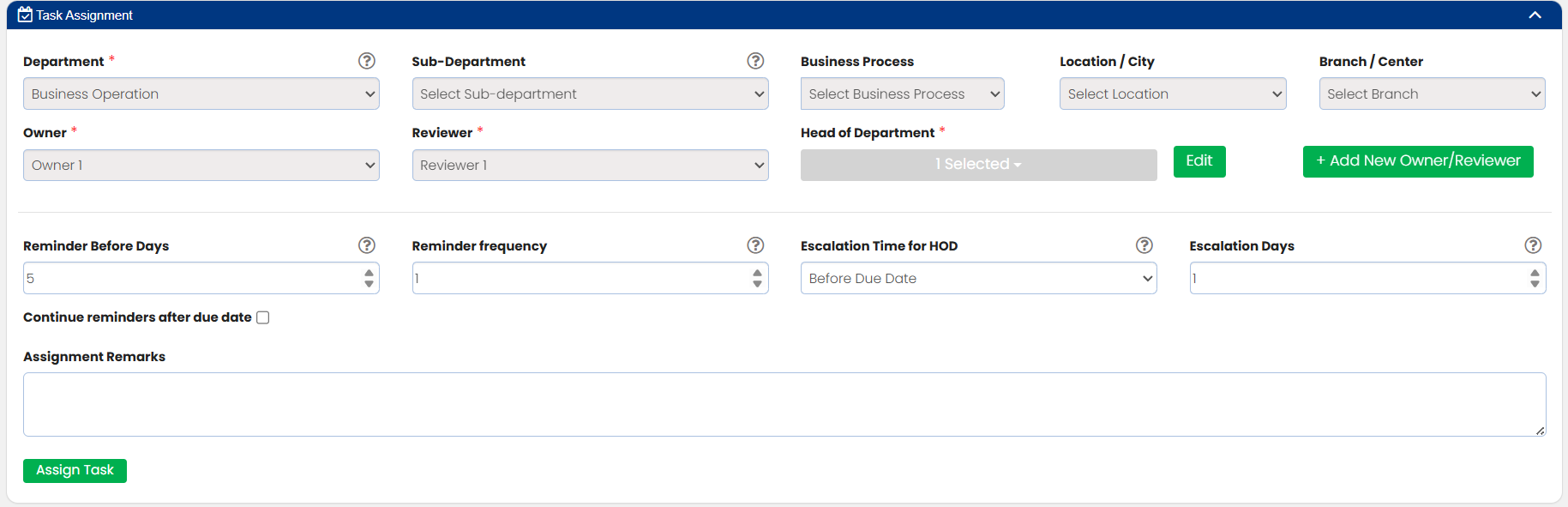 Task Assignment Interface