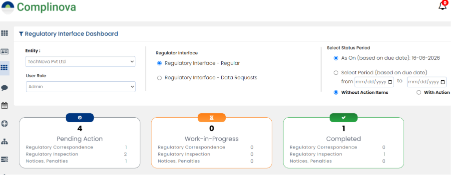 Regulatory Interface Dashboard